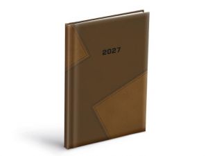 Diář týdenní 2027 T805 PU tmavě hnědý/hnědý, 14,7cm x 21,2cm, 7781583