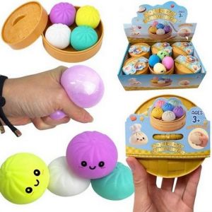 Squishy Dumpling mačkací antistresový knedlíček v košíku