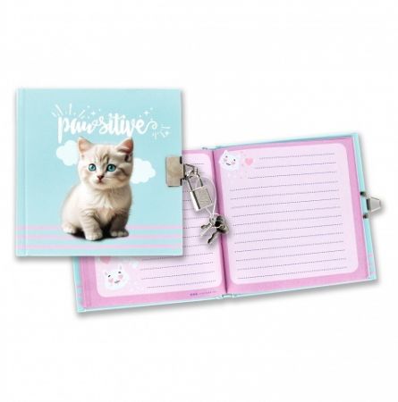 Diář se zámkem CutiesKitty 13x13cm,60l linkovaný<br />