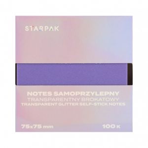Lepicí bloček 75×75/100 listů transparentní třpytivý fialový STK 12/360