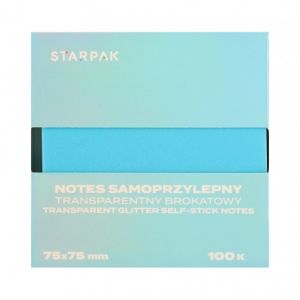 Lepicí bloček 75×75/100 listů transparentní třpytivý modrý STK 12/360