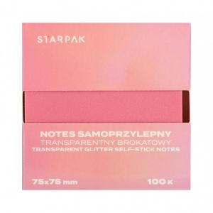Lepicí bloček 75×75/100 listů transparentní třpytivý růžový STK 12/360