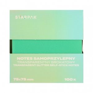 Lepicí bloček 75×75/100 listů transparentní třpytivý zelený STK 12/360