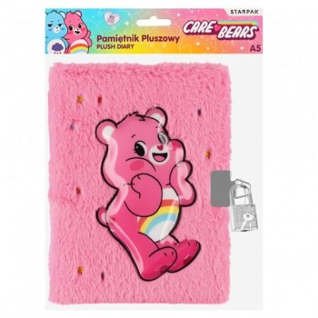 Plyšový deník se zámkem A5/80 listů Care Bears růžový STK PB