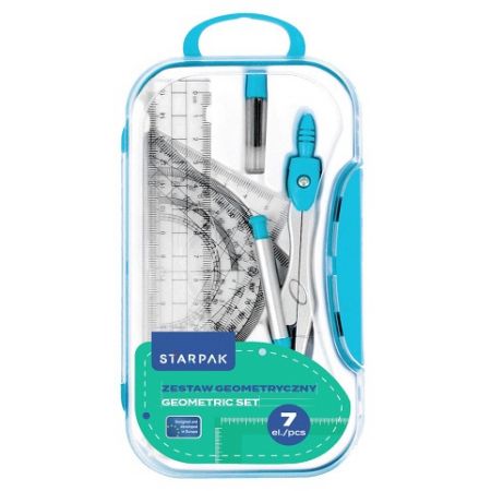 Školní geometrická sada 7 ks modrá STK pouzdro PB 12/96