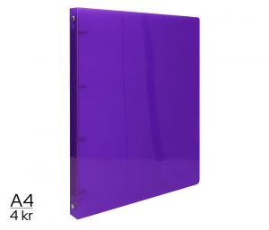 Pořadač LUMA A4 diagonální 4kroužkový fialový