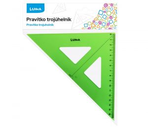 Pravítko trojuhelník s ryskou zelené LUMA