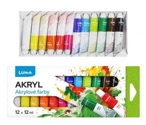 Barvy akrylové 12 barev 12ml