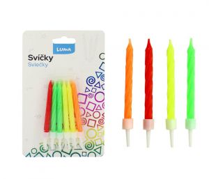 Svíčka 12ks, SPIRÁLA neon LUMA