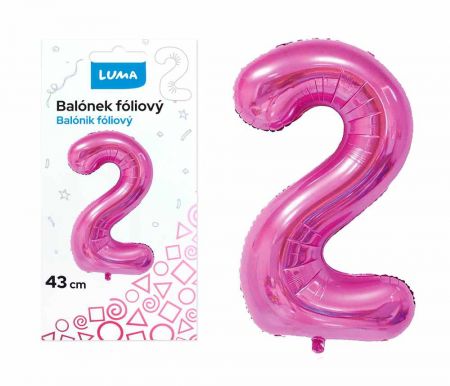 Balónek foliový č.2 RŮŽOVÝ 43 cm LUMA
