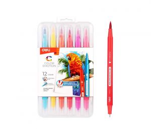 Fix oboustranný DELI štětečkový + liner, 12 barev Color Emotion AC151-12