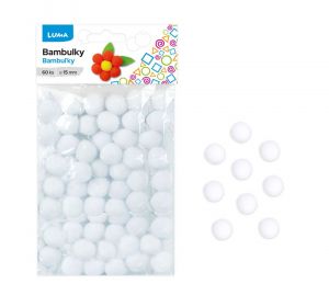 Bambulky bílé 60ks 15mm