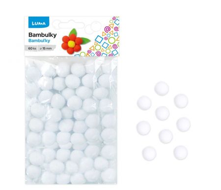Bambulky bílé 60ks 15mm