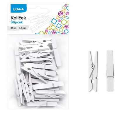 Kolíček 4,5cm bílý, 25ks LUMA