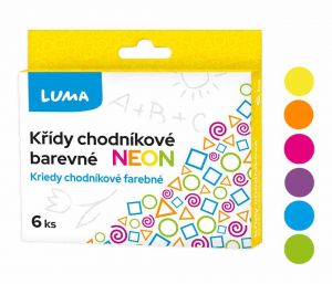 Křídy chodníkové 6ks NEON, krabička LUMA