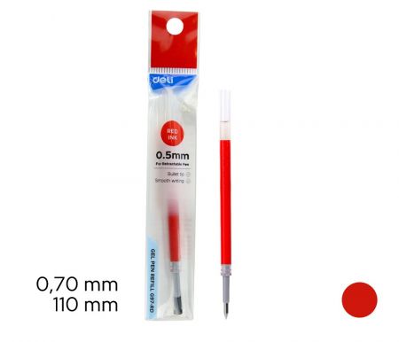 Náplň do gelového pera červená 0,5mm DELI EG97-RD