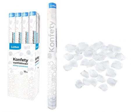 Konfety vystřelovací 60cm plátky růží bílé LUMA
