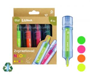 Zvýrazňovač ECO LUMA neon 4ks sada