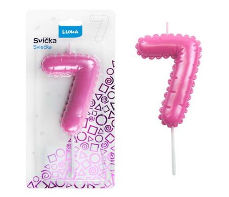 Svíčka č. 7 balónek RŮŽOVÁ LUMA