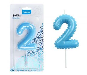 Svíčka č. 2 balónek MODRÁ LUMA