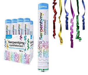 Konfety vystřelovací 30cm fóliové barevné serpentýny LUMA
