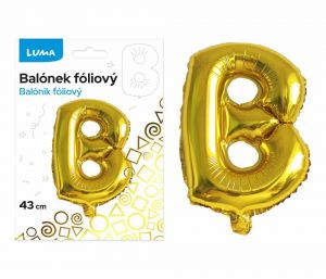 Balónek fóliový "B" ZLATÝ LUMA