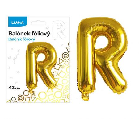 Balónek fóliový "R" ZLATÝ LUMA
