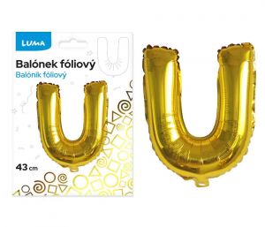 Balónek fóliový "U" ZLATÝ LUMA