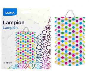 Lampion 15cm válec puntík barevný LUMA