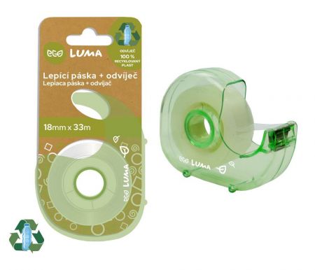 Lepící páska transparentní + odvíječ 18mm x 33m ECO LUMA