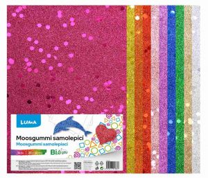 MOOSGUMMI samolepící A4 BIO GLITR s flitry mix LUMA, 10ks