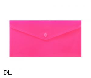Obal spisový s klopou a drukem DL neon LUMA, růžový