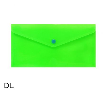 Obal spisový s klopou a drukem  DL neon LUMA, zelený