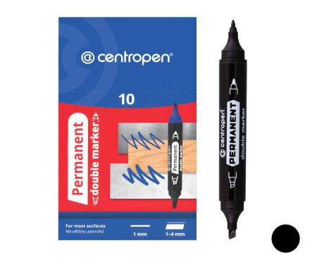 Popisovač CENTROPEN DOUBLE 1666 černý PERMANENTNÍ