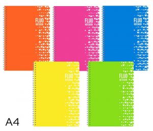 Blok spirála A4 Fluo linka 60l mix