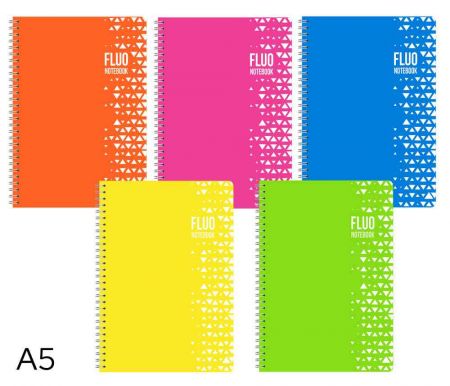 Blok spirála A5  Fluo linka 60l mix