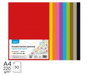 Kreslící karton barevný A4, 50l LUMA