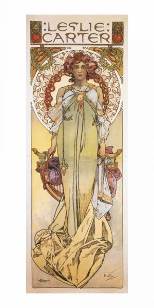 Pohled Alfons Mucha – Leslie Carter, dlouhý