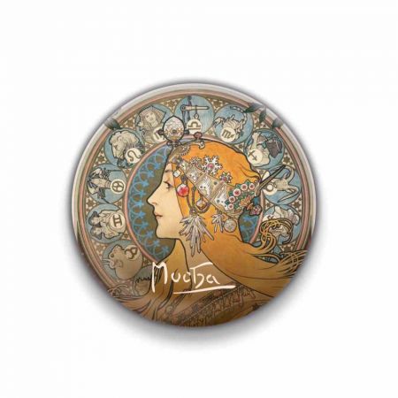 Magnet Alfons Mucha - Zodiak, kulatý, 5 cm