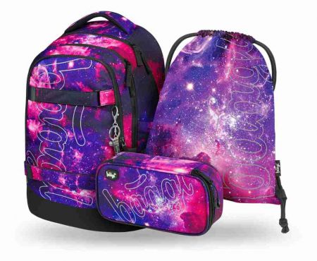 BAAGL SET 3 Skate Max Galaxy: batoh, penál, sáček