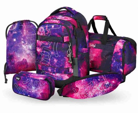 BAAGL SET 5 Skate Max Galaxy: batoh, penál, sáček, sportovní taška, ledvinka GRS