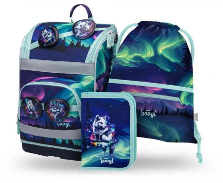 BAAGL SET 3 Zippy Plus Aurora: aktovka, penál, sáček GRS