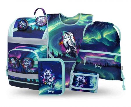 BAAGL SET 5 Zippy Plus Aurora: aktovka, penál, sáček, zástěra, peněženka GRS
