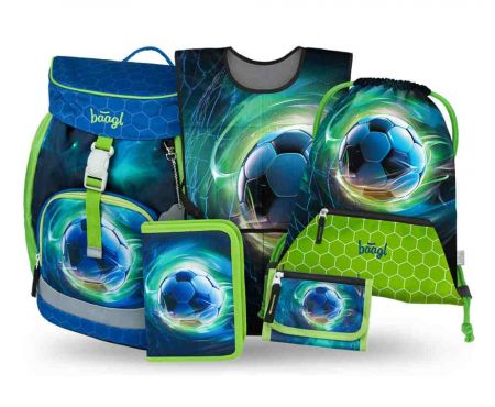 BAAGL SET 5 Airy Fotbal Míč: batoh, penál, sáček, zástěra, peněženka