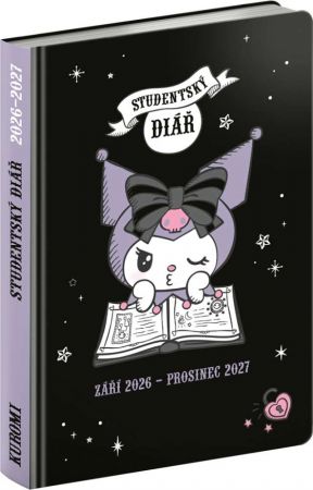 Diář studentský Kuromi (září 2026 – prosinec 2027), 9,8cm x 14,5cm, PGD-36963