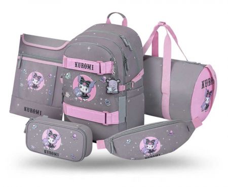 BAAGL SET 5 Skate Kuromi Grey: batoh, penál, sportovní taška, ledvinka, obal na notebook G