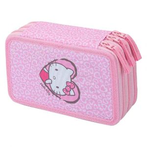 BAAGL Školní penál třípatrový Hello Kitty Sweet Leopard GRS