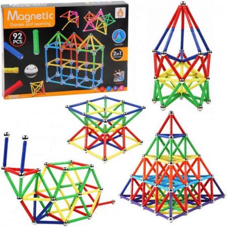 Magnetická stavebnice 92 ks – tyčinky a kuličky