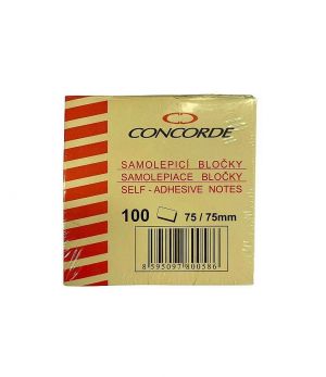 Samolepicí bloček CONCORDE 75x75mm, 100l., žlutá