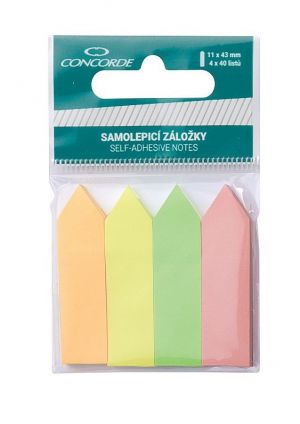 Samolepící záložky CONCORDE 4x40l., šipky, neon